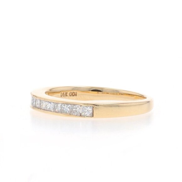 Yellow Gold Diamond Wedding Band - 14k Princess .50ctw Channel Set Ring Sz 5 1/2 - Picture 3 of 6
